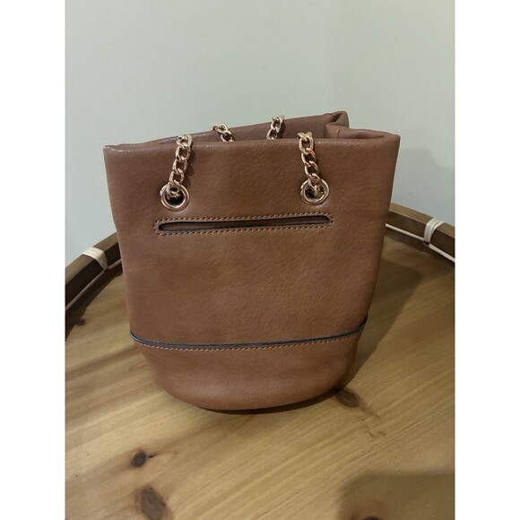 Lauren Conrad SADDLETAN & Gold Mini Bucket Purse With NWT - Picture 2 of 5
